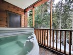 Private Hot Tub on the balcony looking out into the Mt Hood National Forest